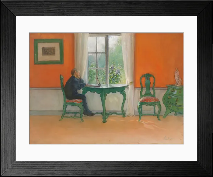 Framed Print : Required Reading, 1900. Creator: Carl Larsson Framed Print : Required Reading, 1900. Creator: Carl Larsson
