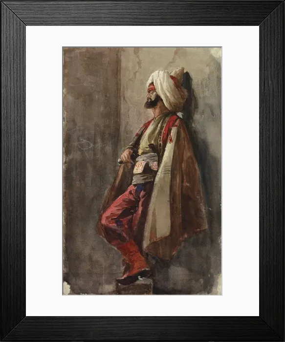 Framed Print : A man in an oriental costume. Creator: Adolf von Becker Framed Print : A man in an oriental costume. Creator: Adolf von Becker