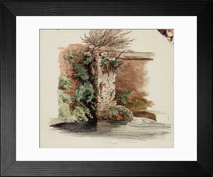 Framed Print : Brick wall and climbing plant, 1848-1860. Creator: Werner Holmberg Framed Print : Brick wall and climbing plant, 1848-1860. Creator: Werner Holmberg