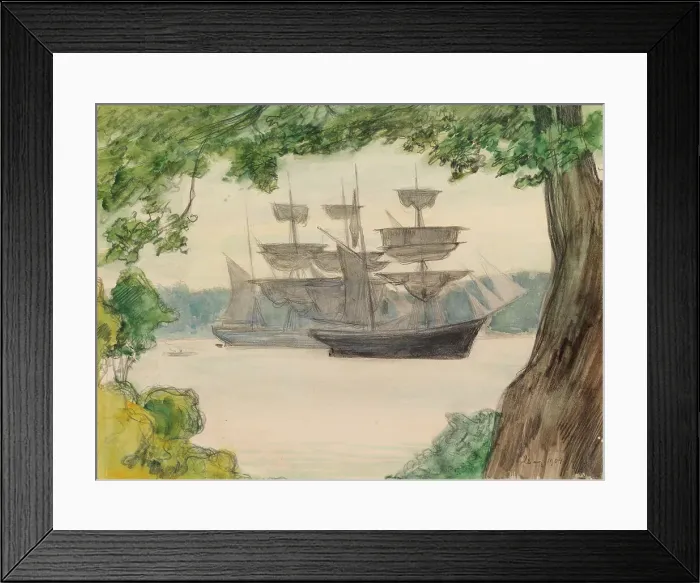 Framed Print : Sailing Boats in Landscape, c1890s. Creator: Albert Edelfelt Framed Print : Sailing Boats in Landscape, c1890s. Creator: Albert Edelfelt