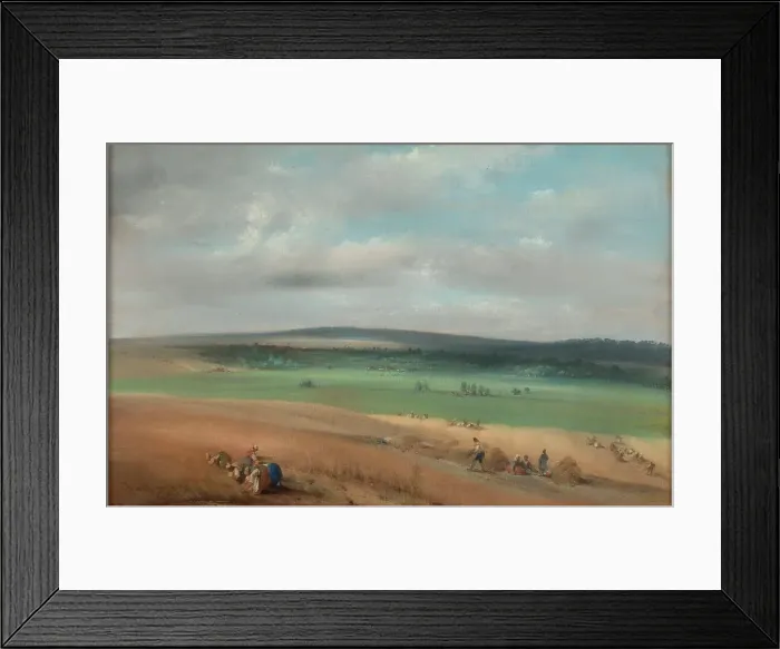 Framed Print : Harvest, 1855. Creator: Charles Francois Daubigny Framed Print : Harvest, 1855. Creator: Charles Francois Daubigny