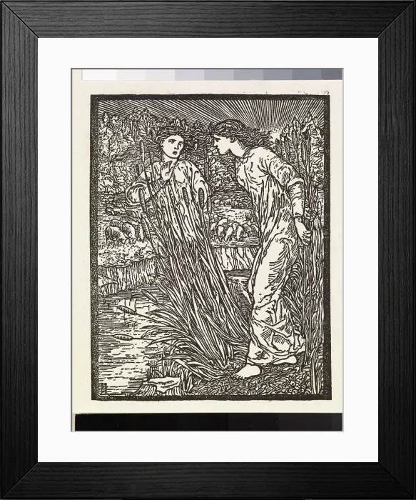 Framed Print : Cupid and Psyche - Psyche is set the Task of collecting the Golden Fleece from Venus Flocks... Creator: Sir Edward Coley Burne-Jones Framed Print : Cupid and Psyche - Psyche is set the Task of collecting the Golden Fleece from Venus Flocks... Creator: Sir Edward Coley Burne-Jones