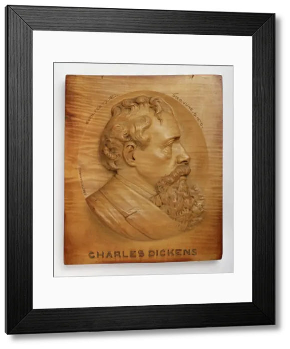 Framed Print : Plaque of Charles Dickens, 1885. Creator: T Fowke Framed Print : Plaque of Charles Dickens, 1885. Creator: T Fowke