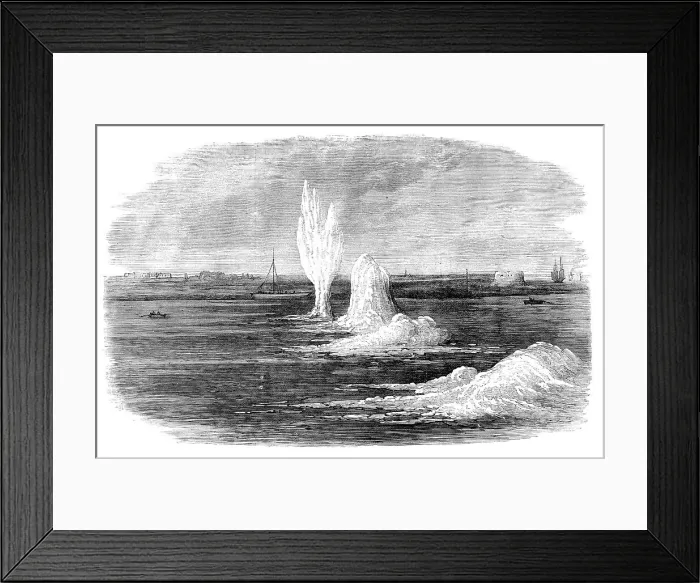 Framed Print : Chatham Siege Operations: explosion of mines under the Medway, 1871. Creator: Unknown