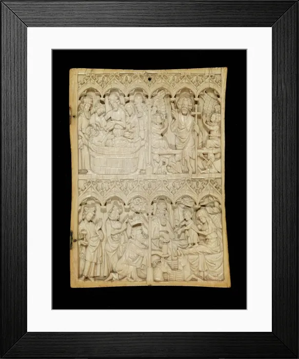 Framed Print : Entombment of Christ / Resurrection and Nativity, 1325-1375. Creator: Unknown Framed Print : Entombment of Christ / Resurrection and Nativity, 1325-1375. Creator: Unknown