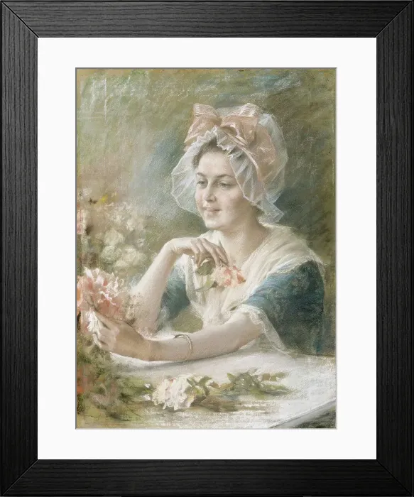 Framed Print : Flower Girl, 1884. Creator: Albert Edelfelt Framed Print : Flower Girl, 1884. Creator: Albert Edelfelt