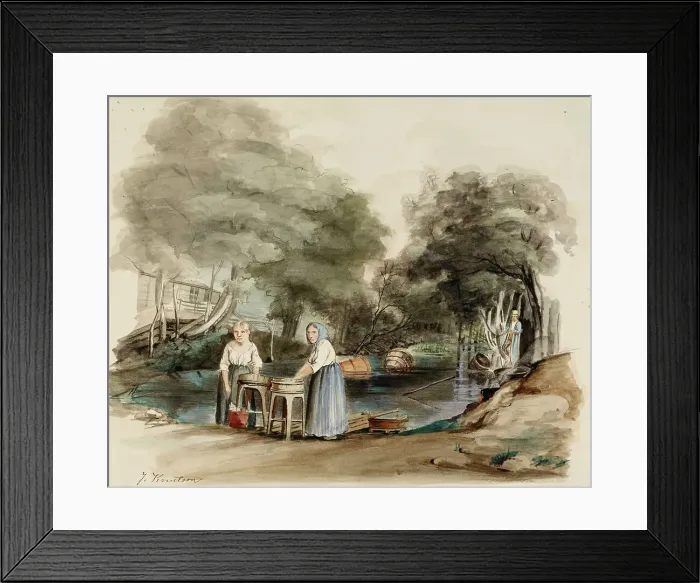 Framed Print : Laundresses, 1830-1899. Creator: Johan Knutson Framed Print : Laundresses, 1830-1899. Creator: Johan Knutson