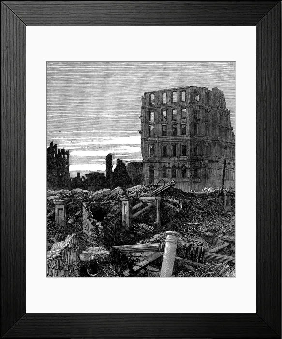 Framed Print : The Ruins of Chicago: the First National Bank, 1871. Creator: Unknown Framed Print : The Ruins of Chicago: the First National Bank, 1871. Creator: Unknown