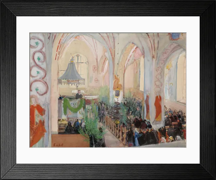 Framed Print : Midsummer Day Service in Lohja Church, 1899. Creator: Magnus Enckell Framed Print : Midsummer Day Service in Lohja Church, 1899. Creator: Magnus Enckell