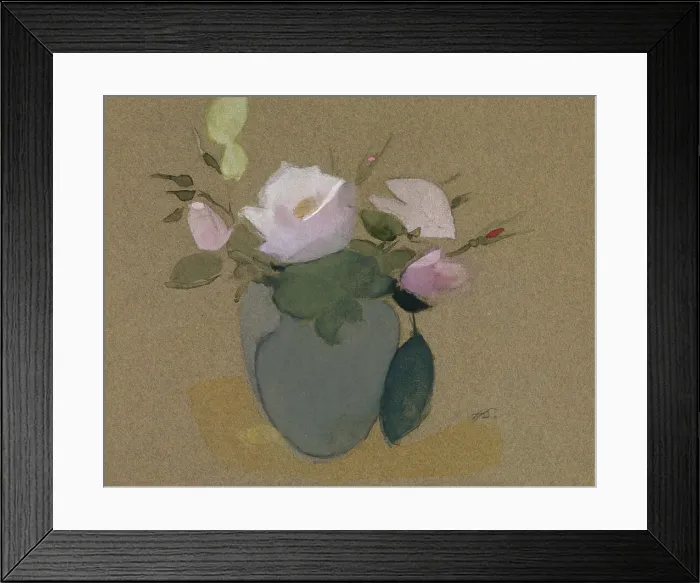 Framed Print : Roses in a Blue-Green Vase, 1942. Creator: Helene Schjerfbeck Framed Print : Roses in a Blue-Green Vase, 1942. Creator: Helene Schjerfbeck