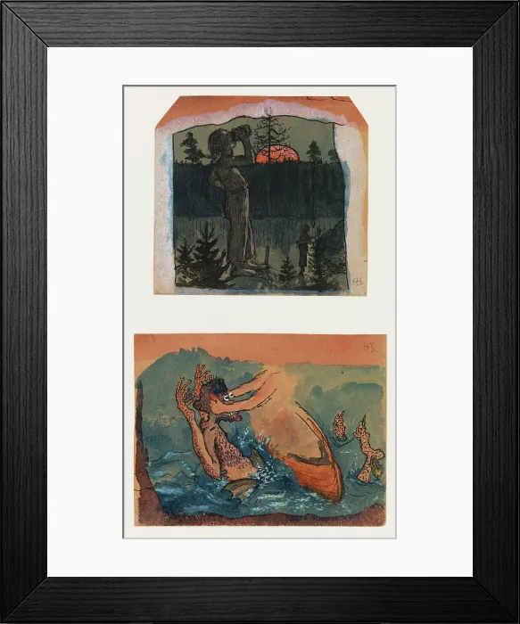 Framed Print : Fantasy 1. A Giant Drinking 2. Iku-Turso, c1890s. Creator: Hugo Simberg Framed Print : Fantasy 1. A Giant Drinking 2. Iku-Turso, c1890s. Creator: Hugo Simberg