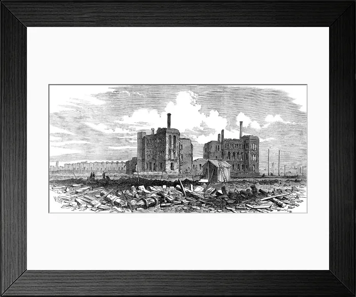 Framed Print : The Ruins of Chicago: Rock Island Depot, 1871. Creator: Unknown Framed Print : The Ruins of Chicago: Rock Island Depot, 1871. Creator: Unknown