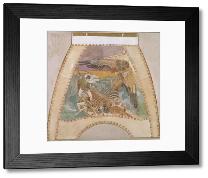 Framed Print : The Defence of the Sampo, sketch for the cupola frescoes of the Finnish Pavilion at the... 1899. Creator: Akseli Gallen-Kallela Framed Print : The Defence of the Sampo, sketch for the cupola frescoes of the Finnish Pavilion at the... 1899. Creator: Akseli Gallen-Kallela