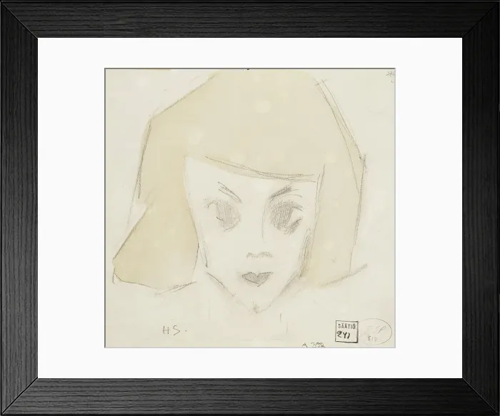 Framed Print : Girl with Large Eyes (Karin), 1928. Creator: Helene Schjerfbeck Framed Print : Girl with Large Eyes (Karin), 1928. Creator: Helene Schjerfbeck