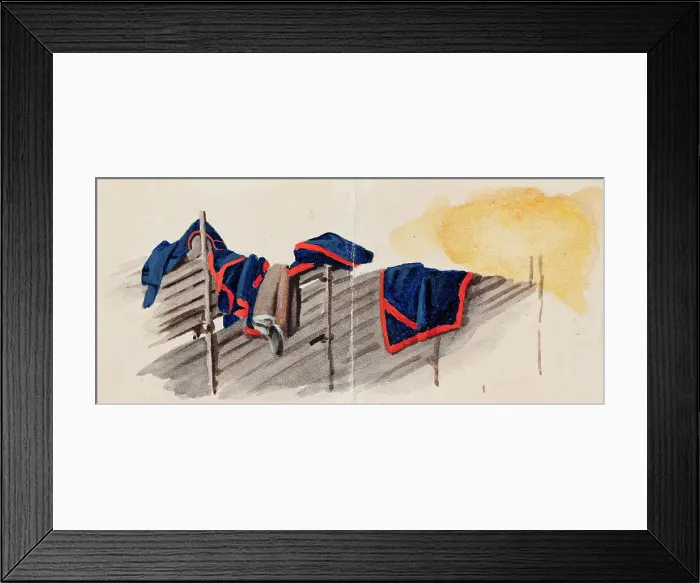 Framed Print : Clothes hung on a fence, 1830-1835. Creator: Ferdinand von Wright