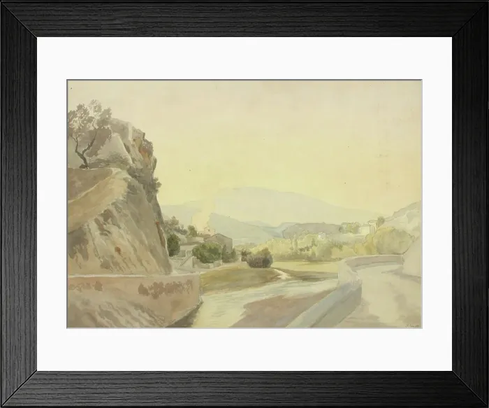 Framed Print : Mountain landscape, 1868. Creator: Oscar Kleineh Framed Print : Mountain landscape, 1868. Creator: Oscar Kleineh