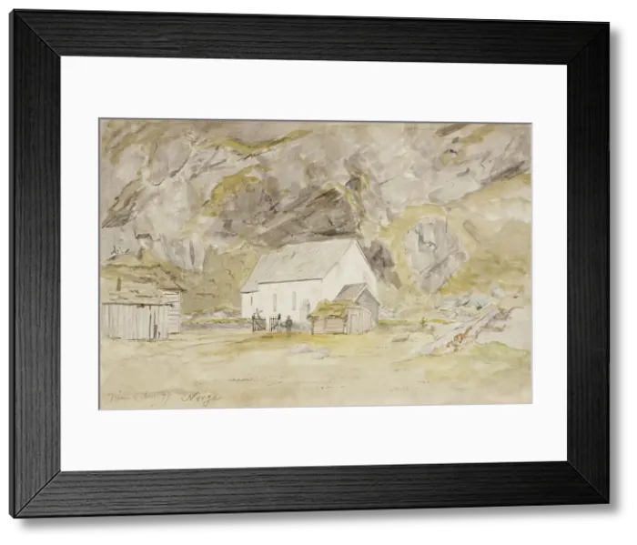 Framed Print : A chapel in Norway, 1879. Creator: Oscar Kleineh Framed Print : A chapel in Norway, 1879. Creator: Oscar Kleineh