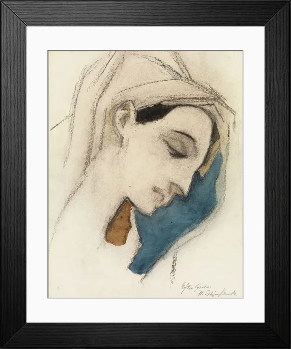 Framed Print : Virgin Mary, after El Greco, 1942. Creator: Helene Schjerfbeck Framed Print : Virgin Mary, after El Greco, 1942. Creator: Helene Schjerfbeck