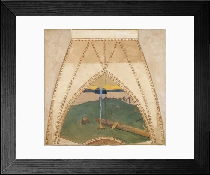 Framed Print : Heathendom and Christendom, sketch for the cupola frescoes of the Finnish Pavilion at the... 1899. Creator: Akseli Gallen-Kallela Framed Print : Heathendom and Christendom, sketch for the cupola frescoes of the Finnish Pavilion at the... 1899. Creator: Akseli Gallen-Kallela