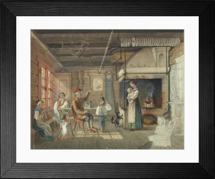 Framed Print : A veteran tells, peasant hut in Nauvo... 1854. Creator: Karl Anders Ekman Framed Print : A veteran tells, peasant hut in Nauvo... 1854. Creator: Karl Anders Ekman