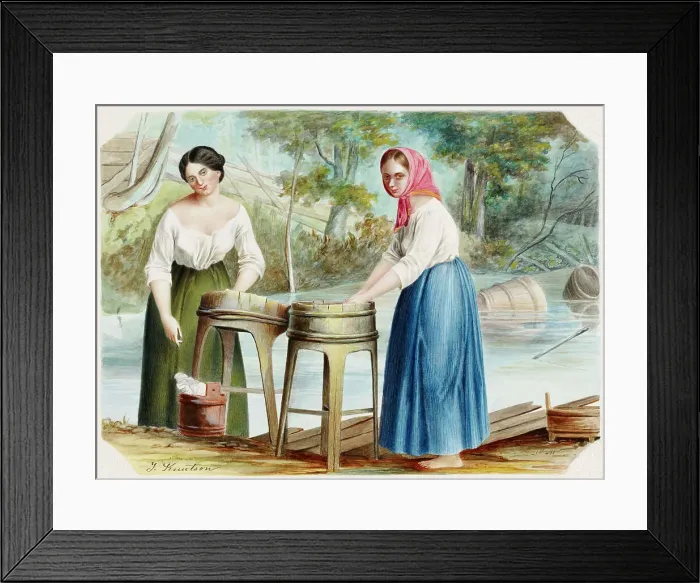 Framed Print : Laundresses, 1830-1899. Creator: Johan Knutson Framed Print : Laundresses, 1830-1899. Creator: Johan Knutson