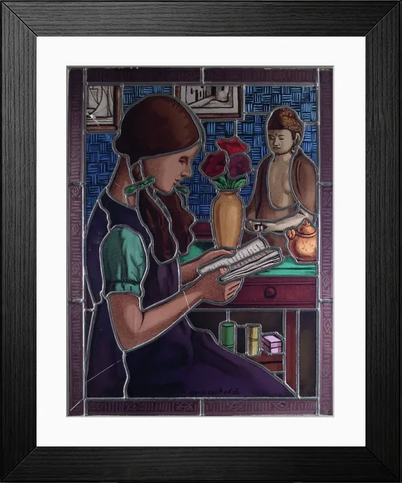 Framed Print : Girl reading, 1933. Creator: Juho Rissanen Framed Print : Girl reading, 1933. Creator: Juho Rissanen