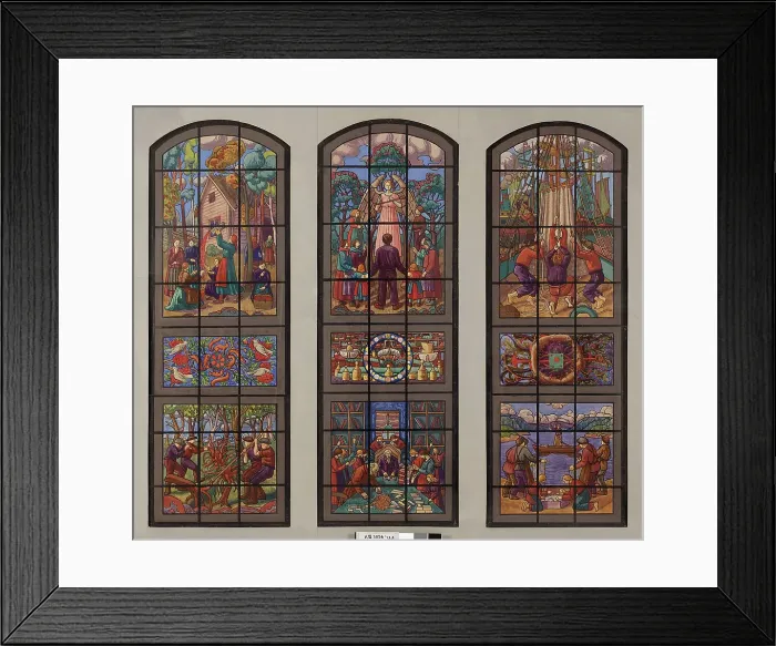 Framed Print : Sketch for S.O.K.'s stained glass, 1930. Creator: Juho Rissanen Framed Print : Sketch for S.O.K.'s stained glass, 1930. Creator: Juho Rissanen