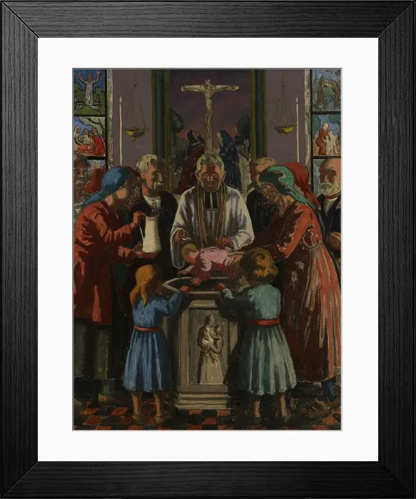 Framed Print : Baptism, 1925. Creator: Juho Rissanen Framed Print : Baptism, 1925. Creator: Juho Rissanen