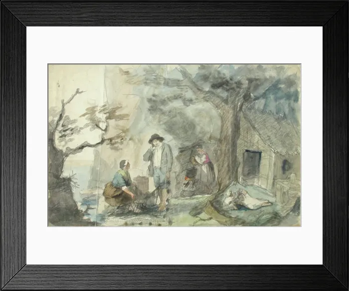 Framed Print : Landscape with People, 1840-1874. Creator: Robert Wilhelm Ekman Framed Print : Landscape with People, 1840-1874. Creator: Robert Wilhelm Ekman