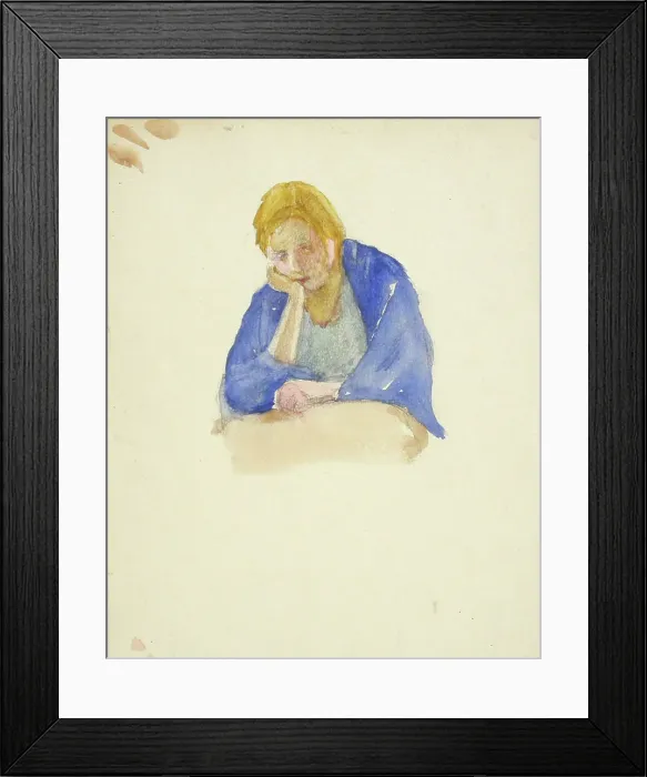 Framed Print : A girl leaning on her hand. Creator: Maria Wiik Framed Print : A girl leaning on her hand. Creator: Maria Wiik