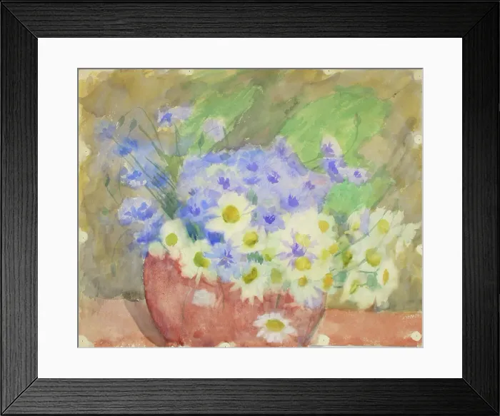 Framed Print : Cornflowers and daisies in a vase. Creator: Maria Wiik Framed Print : Cornflowers and daisies in a vase. Creator: Maria Wiik