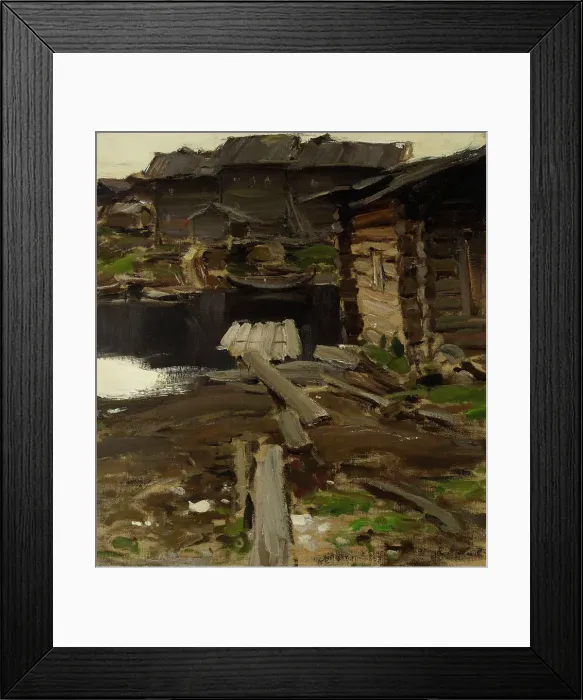 Framed Print : Barns by a River, 1885-1930. Creator: Abram Arkhipov Framed Print : Barns by a River, 1885-1930. Creator: Abram Arkhipov
