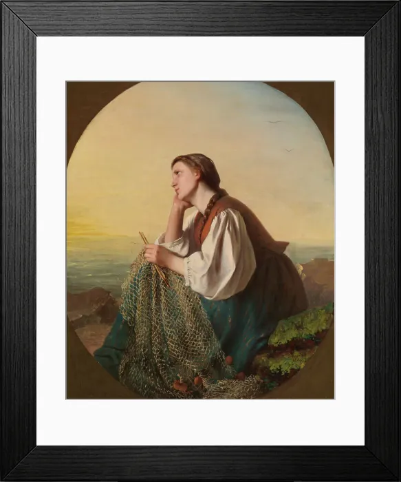Framed Print : Woman weaving a fishing net, 1863. Creator: Ida Silfverberg Framed Print : Woman weaving a fishing net, 1863. Creator: Ida Silfverberg