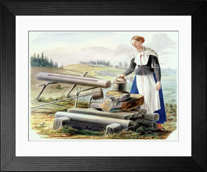 Framed Print : Woman at the well, 1830-1899. Creator: Johan Knutson Framed Print : Woman at the well, 1830-1899. Creator: Johan Knutson