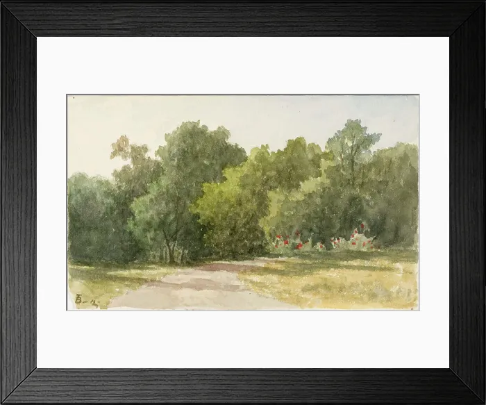 Framed Print : Park landscape with deciduous trees and sandy path, 1826-1892. Creator: Lars Theodor Billing Framed Print : Park landscape with deciduous trees and sandy path, 1826-1892. Creator: Lars Theodor Billing
