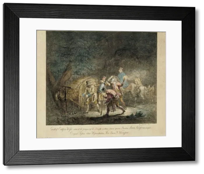 Framed Print : Kustaa Vaasa in a haystack, 1815. Creator: Alexander Lauréus Framed Print : Kustaa Vaasa in a haystack, 1815. Creator: Alexander Lauréus