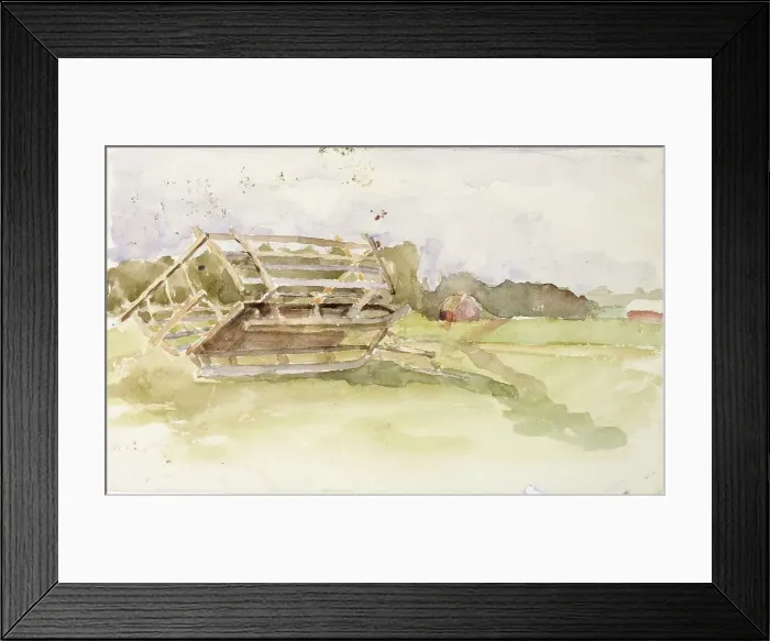Framed Print : Hay cage in the meadow. Creator: Maria Wiik Framed Print : Hay cage in the meadow. Creator: Maria Wiik