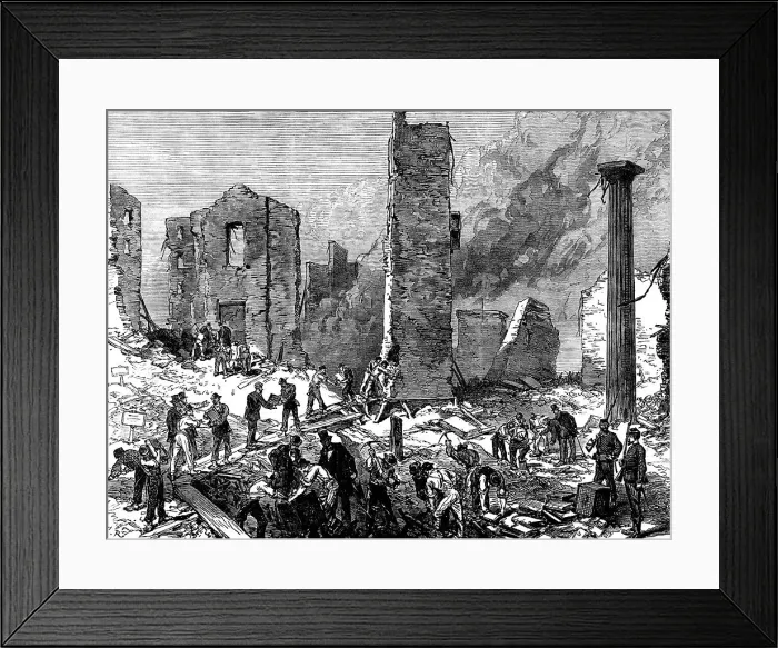 Framed Print : Chicago after the Fire: recovering valuables from the bank vaults, 1871. Creator: Unknown Framed Print : Chicago after the Fire: recovering valuables from the bank vaults, 1871. Creator: Unknown