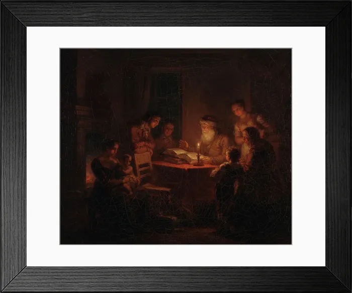 Framed Print : Jewish Rabbi Reading the Bible to His Family, 1816. Creator: Alexander Lauréus Framed Print : Jewish Rabbi Reading the Bible to His Family, 1816. Creator: Alexander Lauréus