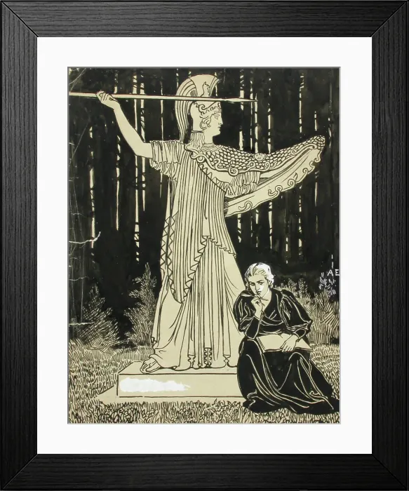 Framed Print : Cover image of the Ateneum magazine, published by Wentzel Hagelstam, 1898. Creator: Albert Edelfelt Framed Print : Cover image of the Ateneum magazine, published by Wentzel Hagelstam, 1898. Creator: Albert Edelfelt