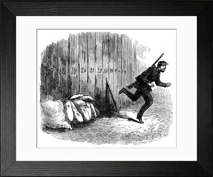 Framed Print : Siege Operations at Chatham: lighting the fuse for the powder-bags, 1871. Creator: Unknown Framed Print : Siege Operations at Chatham: lighting the fuse for the powder-bags, 1871. Creator: Unknown
