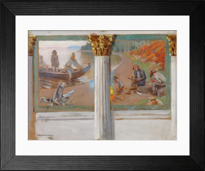Framed Print : Lönnrot and poetry singers, sketch for a wall painting in the banquet hall of the University...1912 Creator: Akseli Gallen-Kallela Framed Print : Lönnrot and poetry singers, sketch for a wall painting in the banquet hall of the University...1912 Creator: Akseli Gallen-Kallela