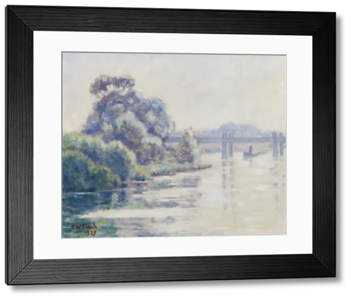 Framed Print : Misty Morning on a River, 1929. Creator: Alfred William Finch Framed Print : Misty Morning on a River, 1929. Creator: Alfred William Finch