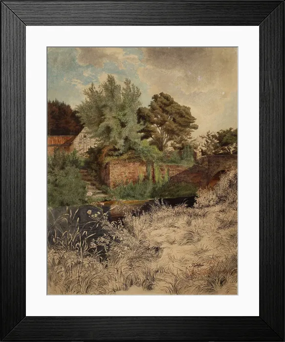 Framed Print : Stone bridge in Pöhlen, 1854. Creator: Werner Holmberg Framed Print : Stone bridge in Pöhlen, 1854. Creator: Werner Holmberg