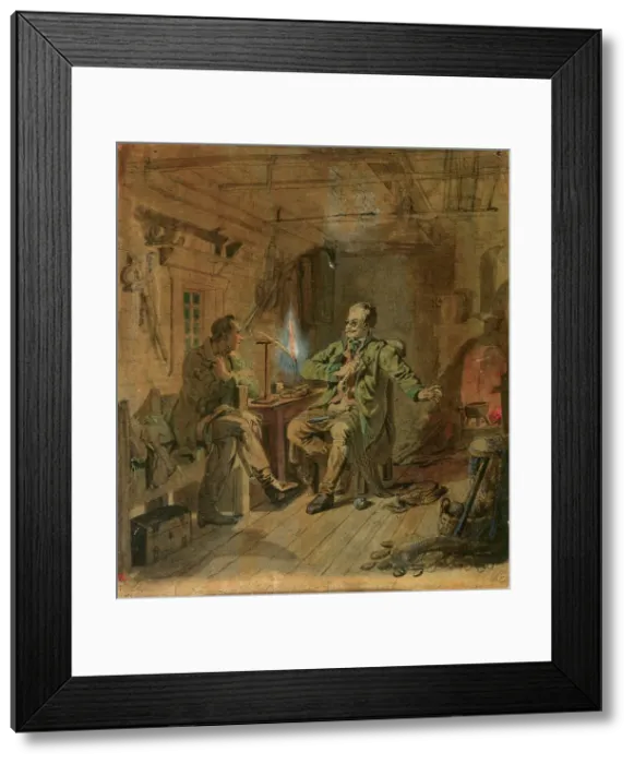 Framed Print : Vänrikki Stool and high school student, sketch, 1852. Creator: Robert Wilhelm Ekman Framed Print : Vänrikki Stool and high school student, sketch, 1852. Creator: Robert Wilhelm Ekman