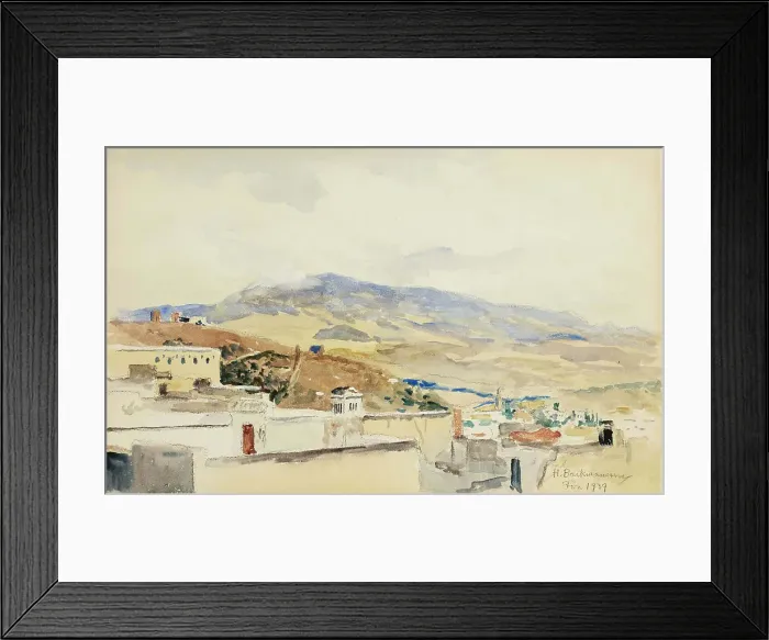 Framed Print : View of Fez, 1939. Creator: Hugo Backmansson Framed Print : View of Fez, 1939. Creator: Hugo Backmansson