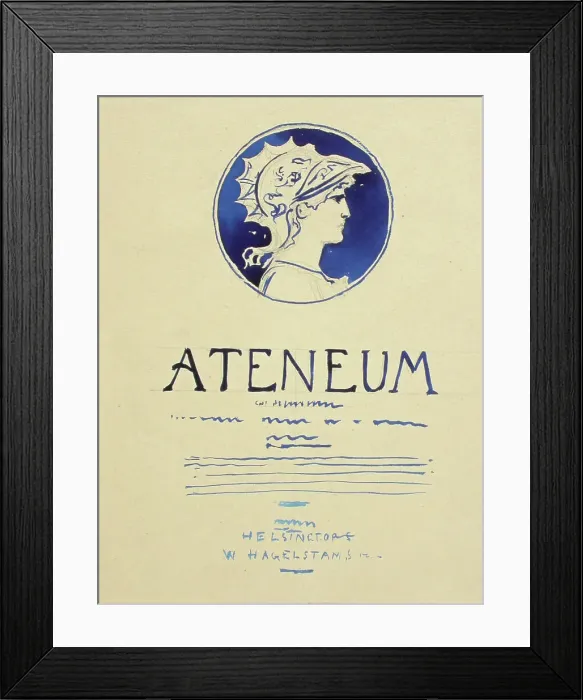 Framed Print : Ateneum magazine cover proposal, published by Wentzel Hagelstam, 1898-1899. Creator: Albert Edelfelt Framed Print : Ateneum magazine cover proposal, published by Wentzel Hagelstam, 1898-1899. Creator: Albert Edelfelt