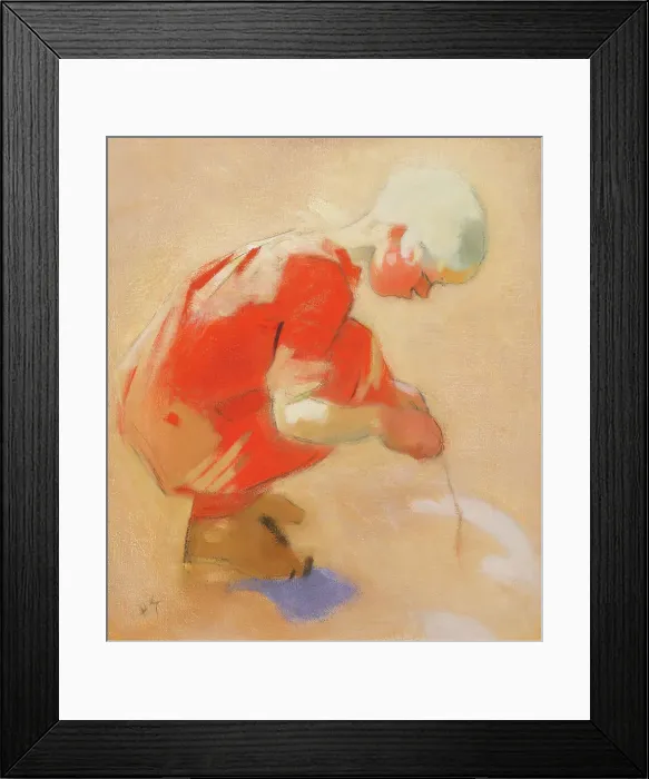 Framed Print : Girl on the Sand, 1912. Creator: Helene Schjerfbeck
