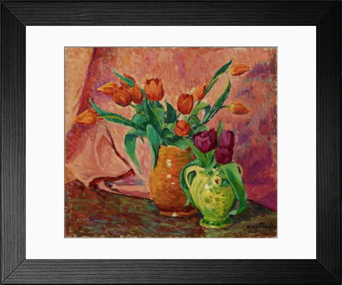 Framed Print : Two Vases with Tulips, 1915. Creator: Alfred William Finch Framed Print : Two Vases with Tulips, 1915. Creator: Alfred William Finch