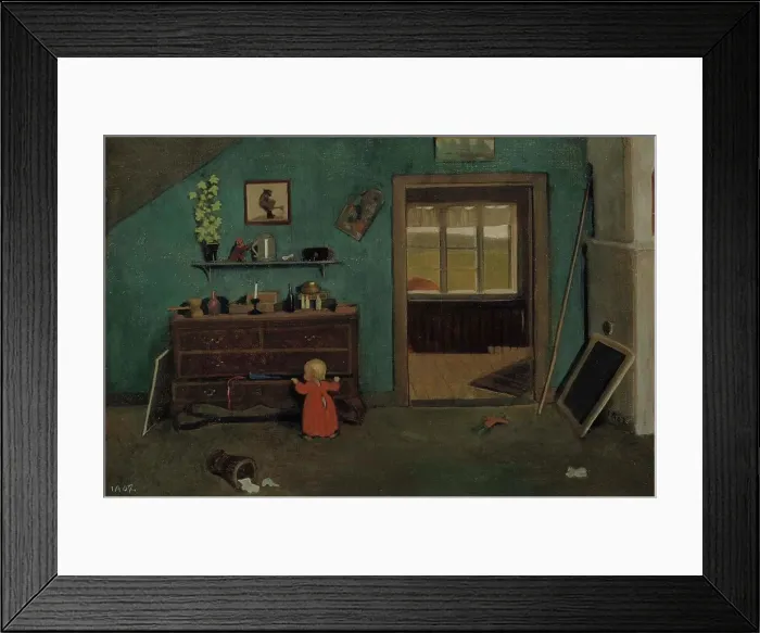 Framed Print : Little Girl in Front of an Open Chest of Drawers, 1907. Creator: Ivar Arosenius Framed Print : Little Girl in Front of an Open Chest of Drawers, 1907. Creator: Ivar Arosenius